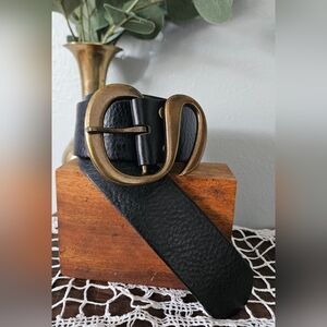 KIM WHITE Leather Chunky Hip Belt With a Brass Buckle!